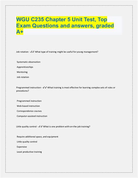 Wgu C Chapter Unit Test Top Exam Questions And Answers Graded A