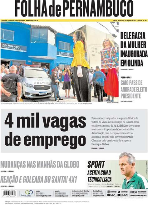 Capa Folha de Pernambuco Terça 16 de Junho de 2020