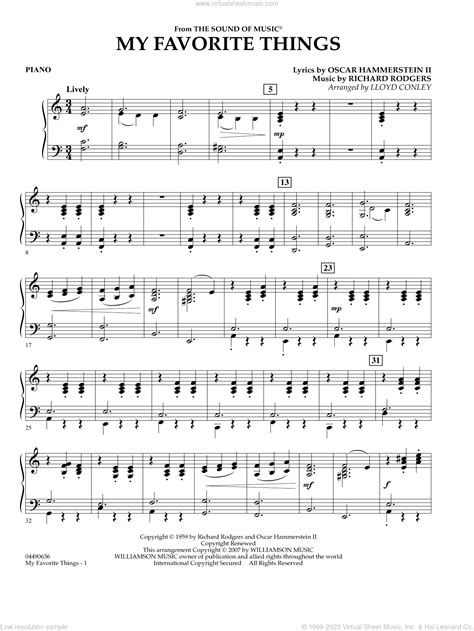 Rodgers My Favorite Things Sheet Music For Orchestra Piano