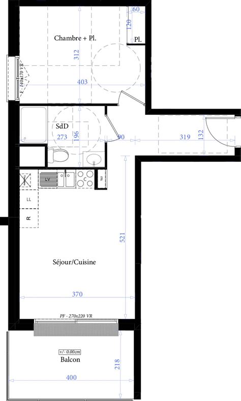 Plan appartement T2 de 40 74 m² neuf résidence Le Jardin d Adélaïde