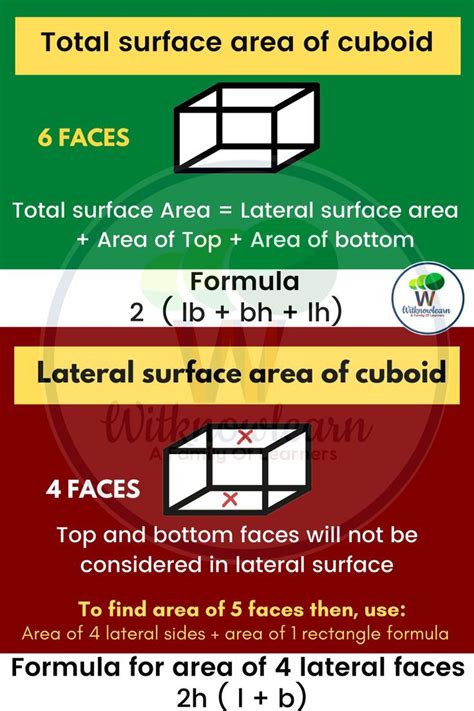 Total Surface Area And Lateral Surface Area Of The Cuboid Formula In