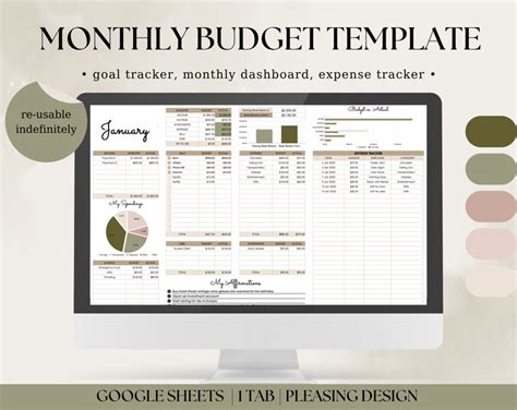 Monthly Budget Template Google Sheets Budget Spreadsheet Expense ...