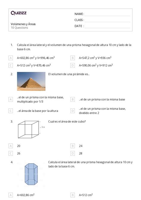 Volumen De Un Cono Hojas De Trabajo Para Grado En Quizizz