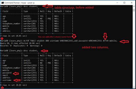 Mysql Alter Table Add Column In Mysql Table Mysql Alter Commands