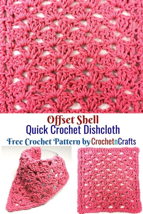 Offset Shell Quick Crochet Dishcloth Pattern By Crochetncrafts