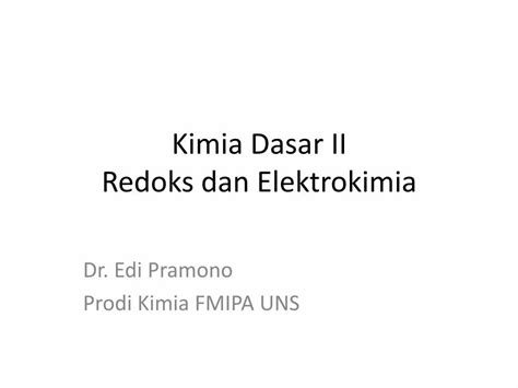 Pdf Kimia Dasar Ii Redoks Dan Elektrokimia Pdfslide Net