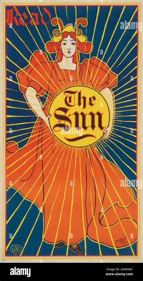 Advertising Poster Read The Sun Vintage Art Nouveau Illustration