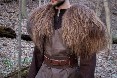 Barbarian Sheepskin Mantle Lxl Viking Costume Medieval Clothing