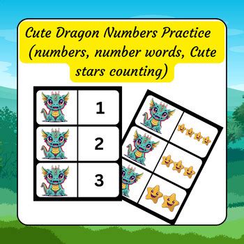 Cute Dragon Numbers Practice (numbers,number words, Cute stars counting)