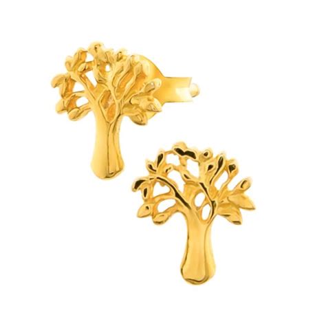 Zilveren Oorbellen Oorstekers Gold Plated Oorstekers Tree Of Life