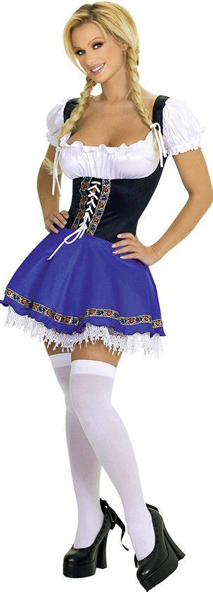 Veran Tiroler Jurk Dames Oktoberfest Tiroler Dirndl Blauw