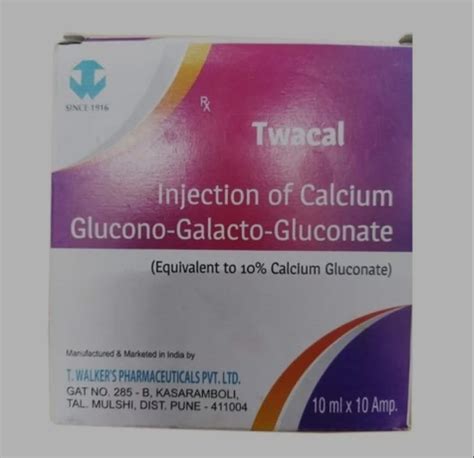 Twacal Injection Of Calcium Glucono Galacto Gluconate At Rs Box