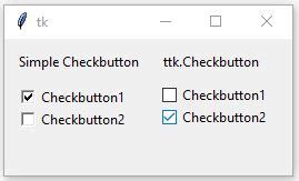 Python Tkinter Ttk Checkbutton And Comparison With Simple Checkbutton