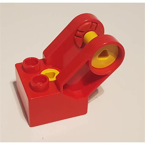 LEGO Red Duplo Toolo Brick 2 X 2 With Angled Bracket With Forks And Two