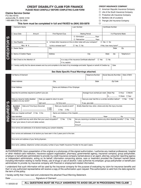 Disability Credit Form Fill Out And Sign Online Dochub