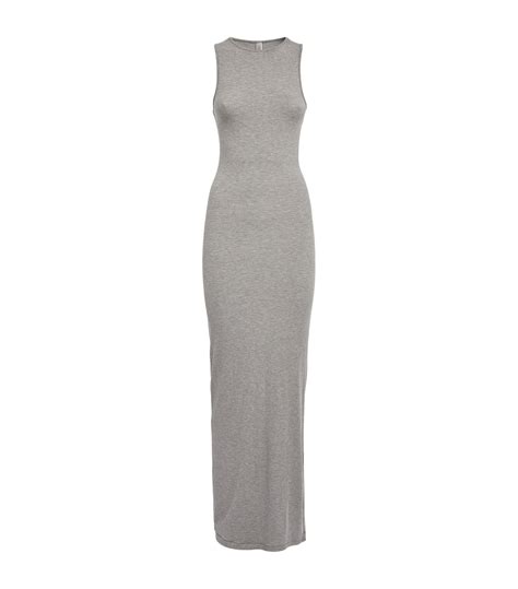 Womens Skims Grey Ribbed Soft Lounge Maxi Dress Harrods Uk