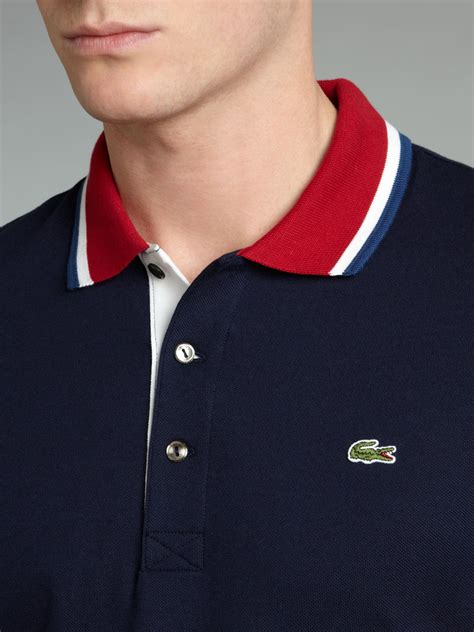 Lacoste Contrast Collar Polo Shirt In Blue For Men Lyst