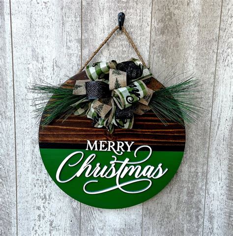 Christmas Door Hanger Merry Christmas Door Hanger Christmas Wreath