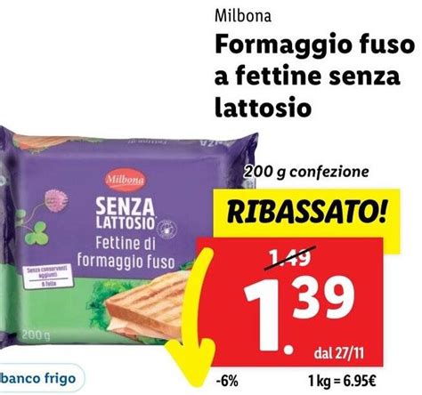 Milbona Formaggio Fuso A Fettine Senza Lattosio 200 G Confezione