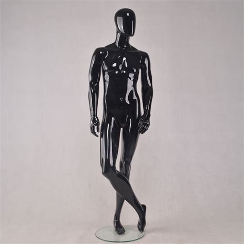 Fashion Customized Fiberglass Glossy Black Mannequin Full Body Male