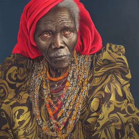 A Painting Of A Wise Elder From Kenya By Kehinde Wiley Stable