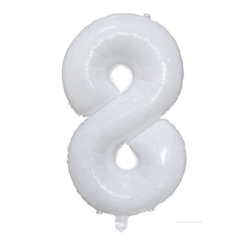 34″ White Number 8 – Foil Balloon – Balloon Warehouse™