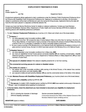 Fillable Online Jobs Cascadecountymt Employment Preference Form Jobs