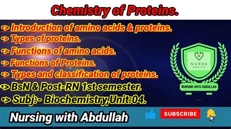 Chemistry Of Proteins In Urdu Hindi Bsn Post Rn 1st Semester Unit 4