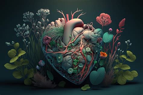 Premium AI Image Heart Is Anatomically Shaped In Flowers Concept Of