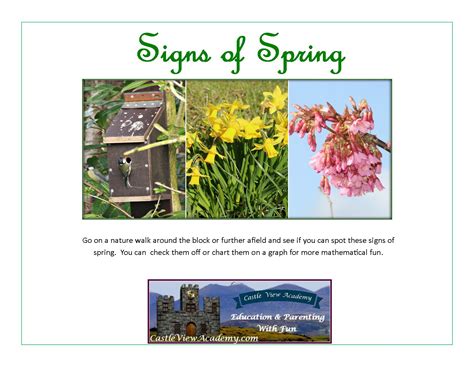 Signs of Spring Nature Walk Free Printables | Castle View Academy