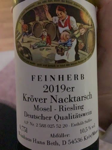 Hans Beth Kröver Nacktarsch Riesling Feinherb Vivino