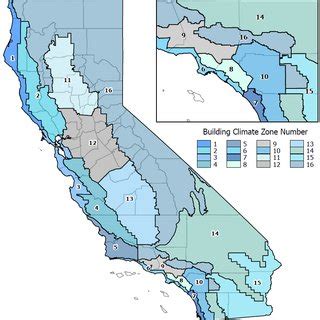 California climate zones, with zoomed portion showing zone 6 (including ...