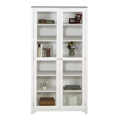 Home Decorators Collection Oxford White Glass Door Bookcase 3012250410 The Home Depot