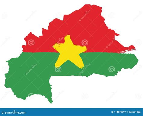 Burkina Faso Flag Map Vector Hand Painted With Rounded Brush Stock