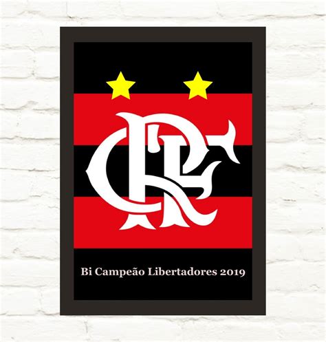 Quadro Decorativo Flamengo Campeão Libertadores c vidro A4