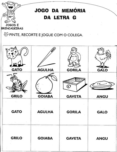 Atividades De Alfabetização Com A Letra G Cantinho Alternativo