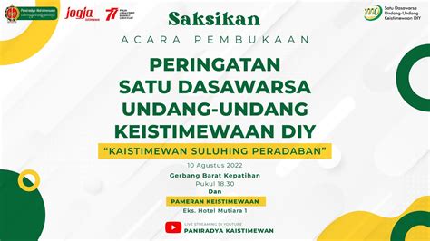 Peringatan Satu Dasawarsa Undang Undang Keistimewaan DIY Kaistimewan