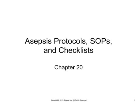 Chapter 20 Asepsis Protocols Sops And Checklists Ppt