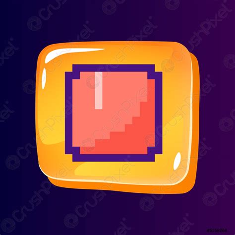 Full Stop Glossy Ui Button With Pixelated Color Icon Stock Vector