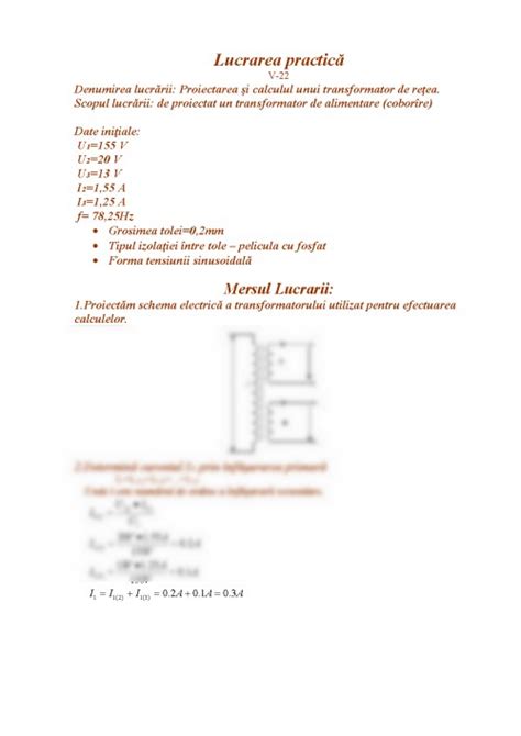 Laborator Proiectarea și Calculul unui Transformator de Rețea 474809