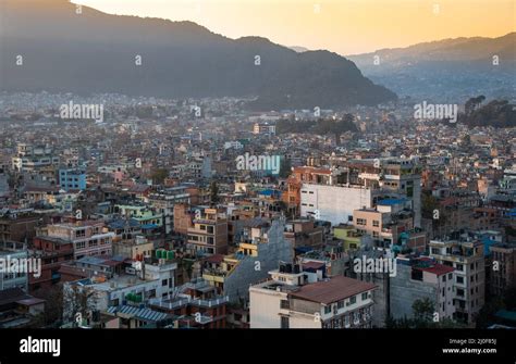 Skyline Of Kathmandu City The Capital Of Nepal Asia During Sunset Stock