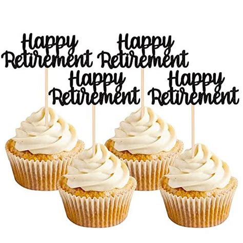 Pcs Happy Retirement Cupcake Toppers Glitter Retired Af Cupcake