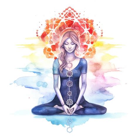 Premium Photo Generative Ai Woman Silhouette In Yoga Pose Watercolor