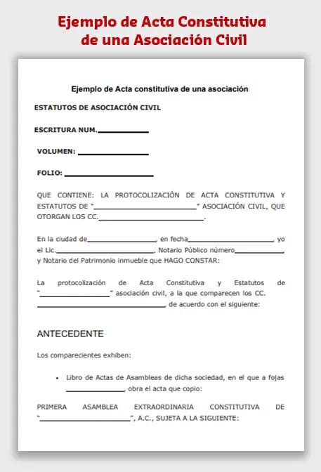 Acta Constitutiva Formato Para Llenar Acta Constitutiva De Porn