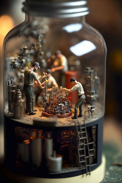 Premium AI Image Glass Jar Filled With Miniature Figurines Sitting On