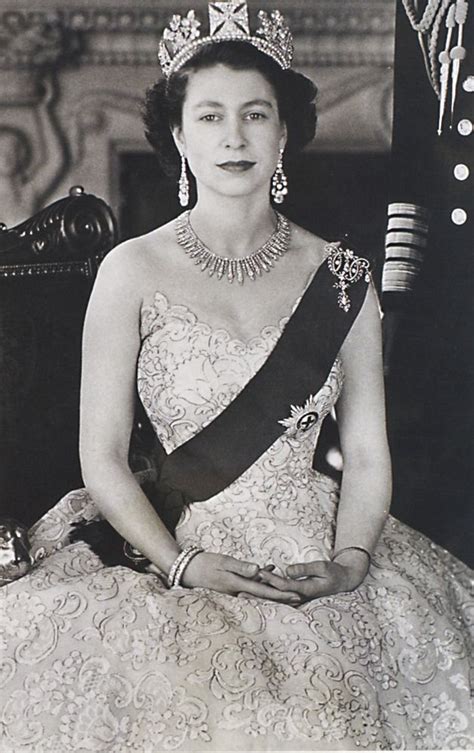 1953 Black And White Photograph Portrait Of Queen Elizabeth Ii Wearing