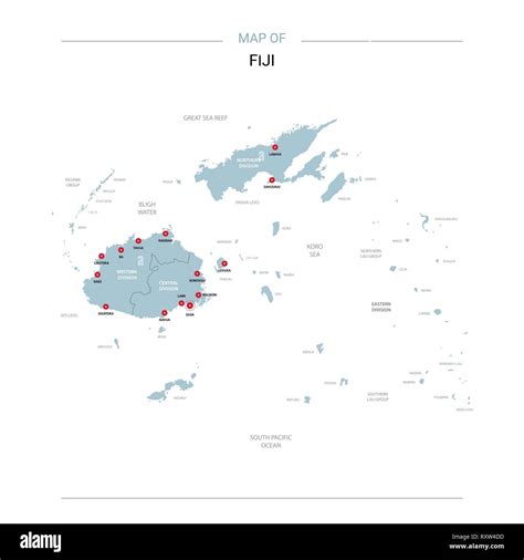 Fiji Vector Map Editable Template With Regions Cities Red Pins And