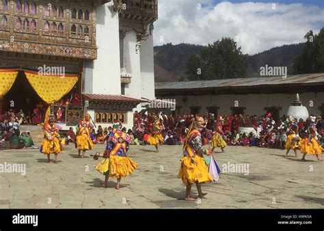 Bhutan Dancers At The Annual Black Necked Crane Festival In The