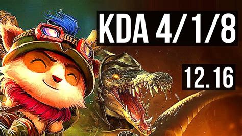 Teemo Vs Renekton Top 24m Mastery 418 500 Games Euw Master