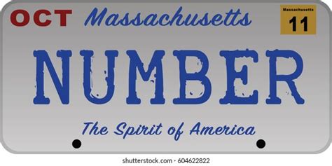 Massachusetts Car Registration Number Plates Vetor Stock Livre De Direitos 604622822